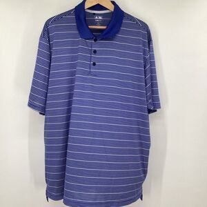 Men's Adidas Performance striped‎ Golf Polo Shirt royal/white 2XL